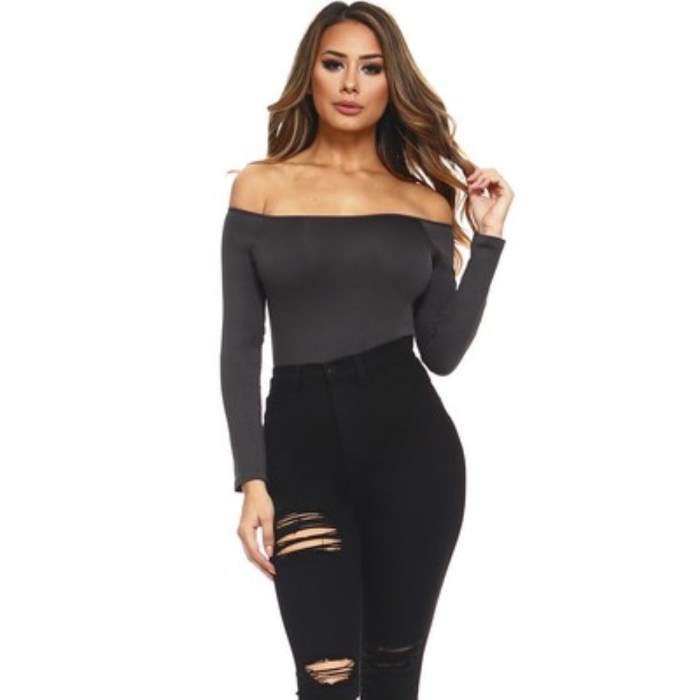 Long Sleeve Off the Shoulder Bodysuit - Picture 4 of 4